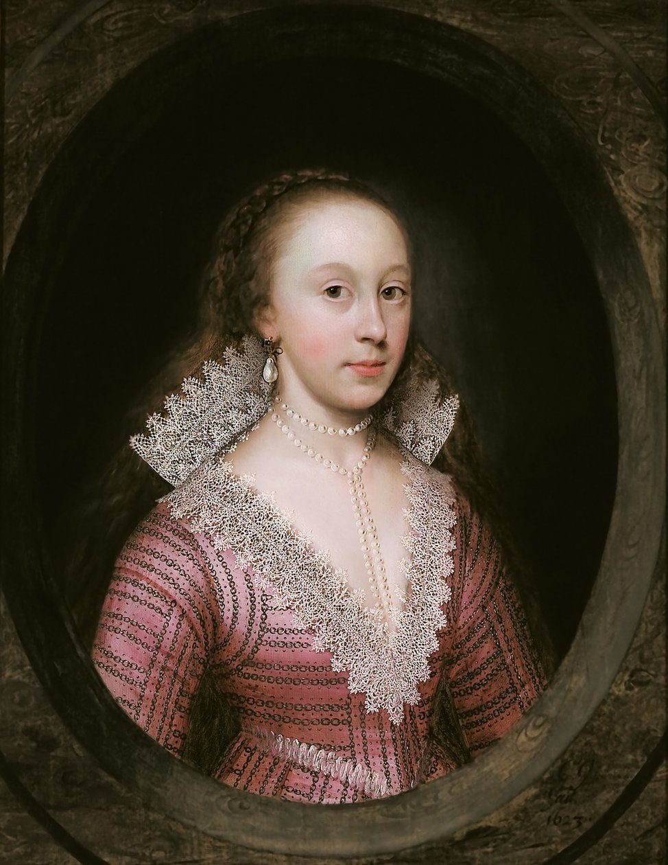 En dam, som tros vara Catherine Fenn av Cornelius I Johnson