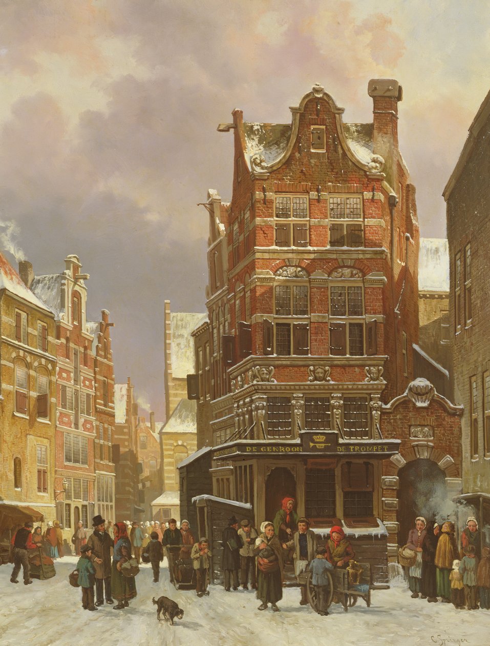 Belgien gatubild, 1800-talet av Cornelis Springer