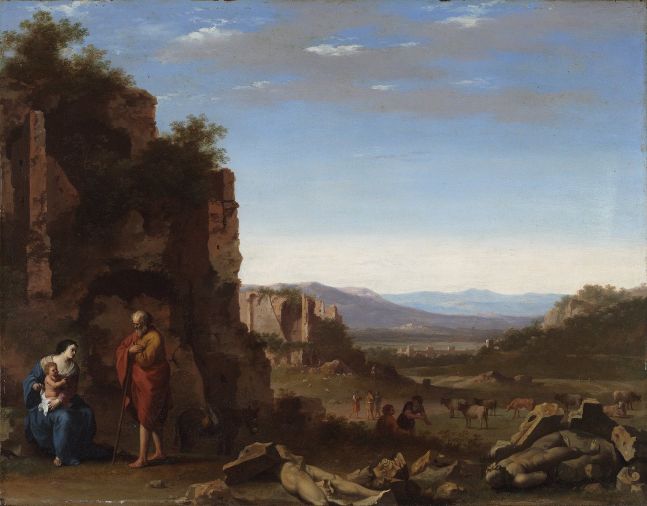 The Rest on The Flight into Egypt av Cornelis van Poelenburgh or Poelenburch
