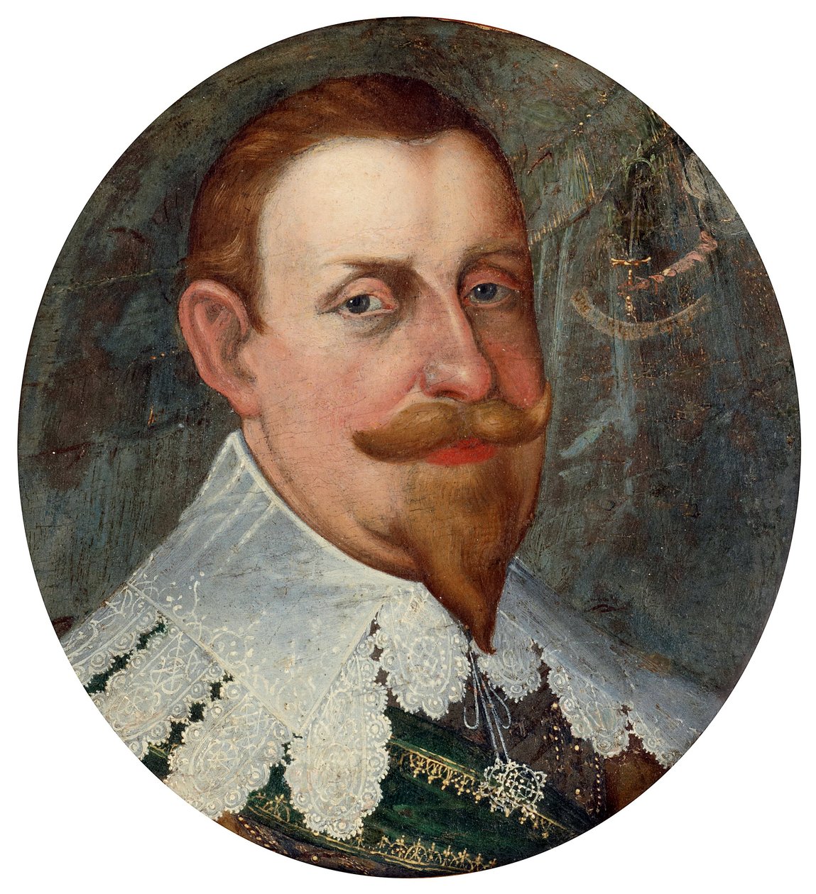 Gustave II Adolf (1594-1632), känd som Nordens store eller Lejonet, kung av Sverige - Målning av Cornelius Arendtz (1590-1655), olja på duk (26x23,5 cm) av Cornelius Arendtz