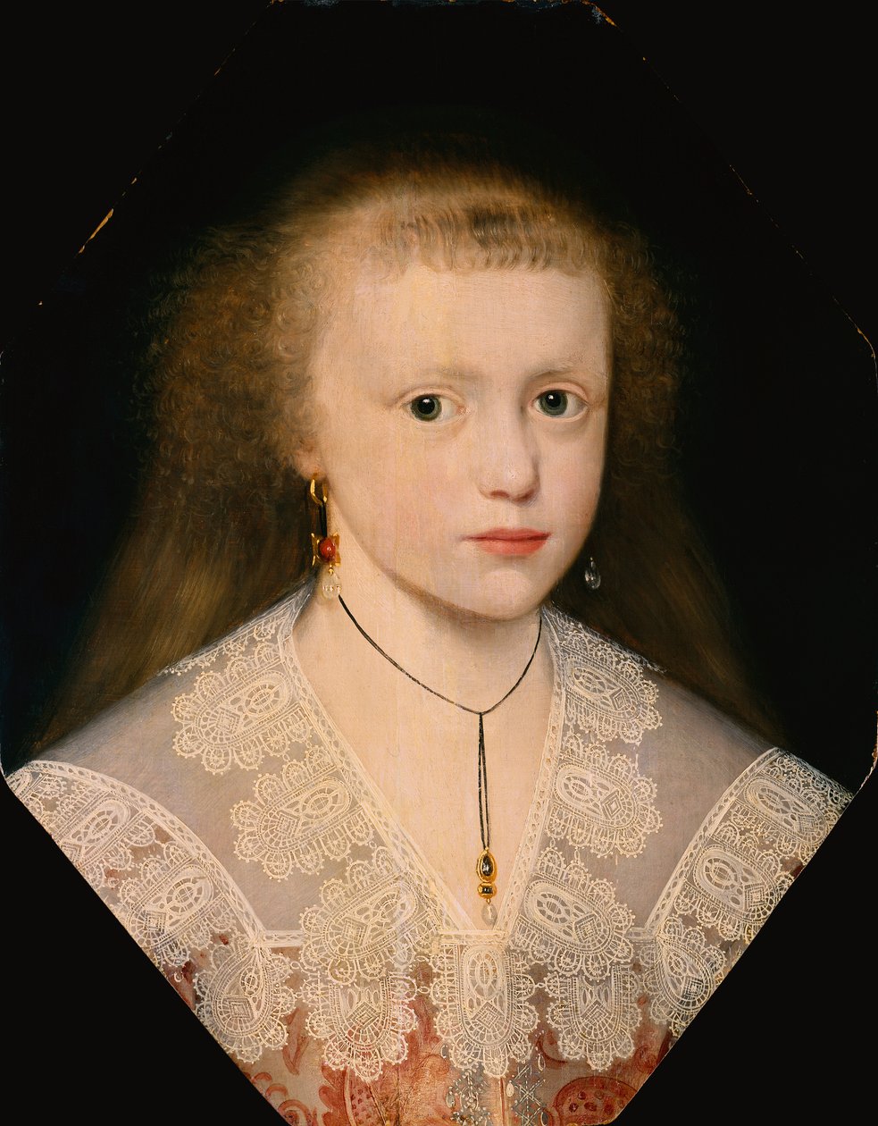Porträtt av en ung flicka av Cornelius I (attr.to) Johnson
