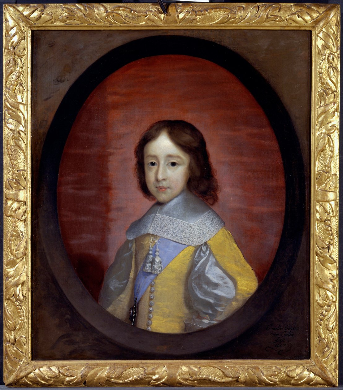 Porträtt av William III av Orange Nassau (1650-1702) (William III av England), barn (William III, Prince of Orange, som barn) - Målning av Cornelis Janssens van Ceulen (1593-1661), olja på trä av Cornelius Janssen van Ceulen