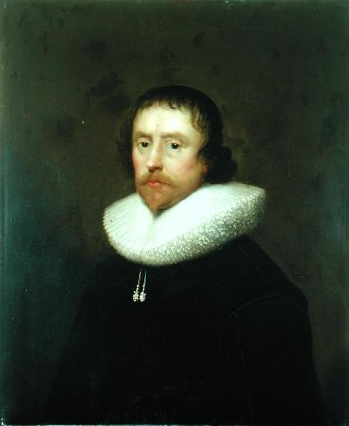 Porträtt av överste Francis Hungate av Saxton, ca 1640 (olja på duk) av Cornelius Janssen van Ceulen