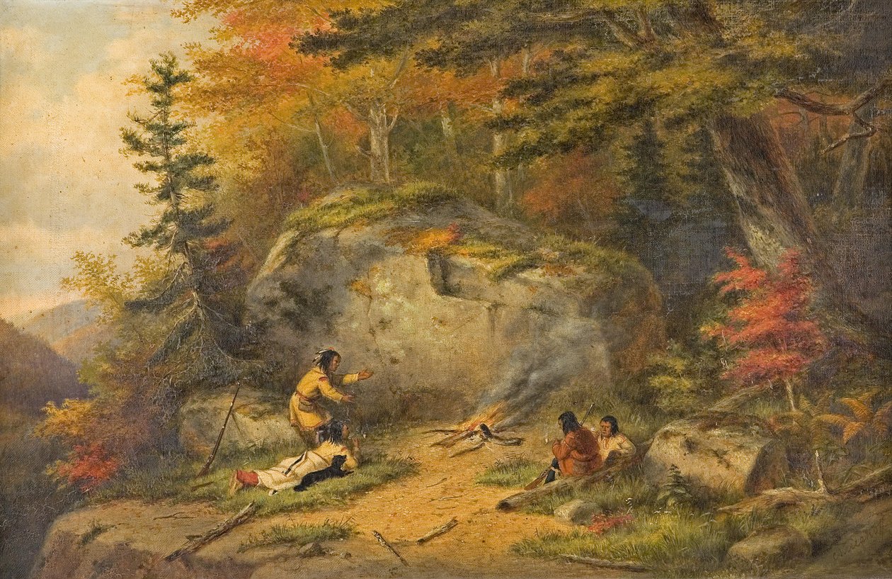 "Höst i västra Kanada, Chippeway-indianer", oljemålning av Cornelius Krieghoff, 1865 av Cornelius Krieghoff