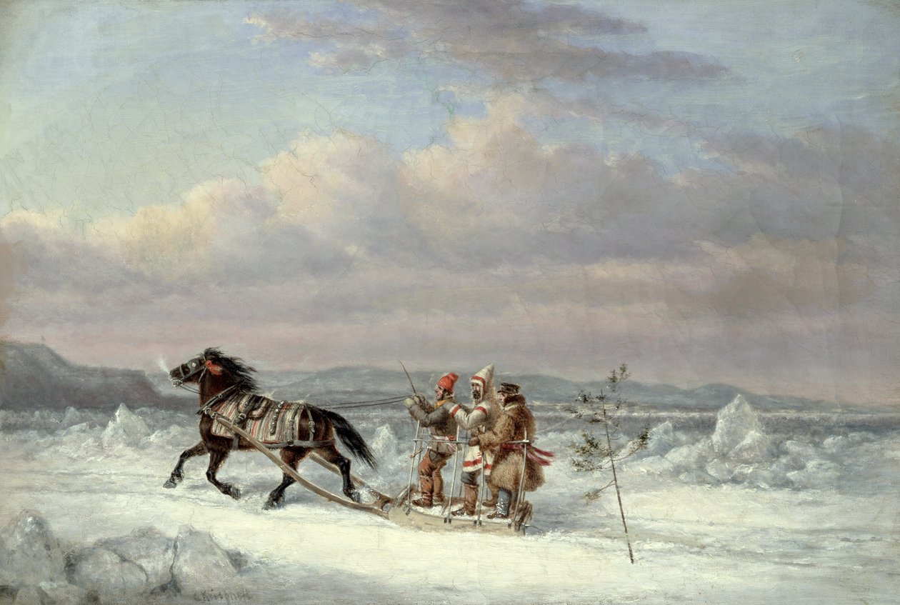 Jägare i hästdragen släde av Cornelius Krieghoff