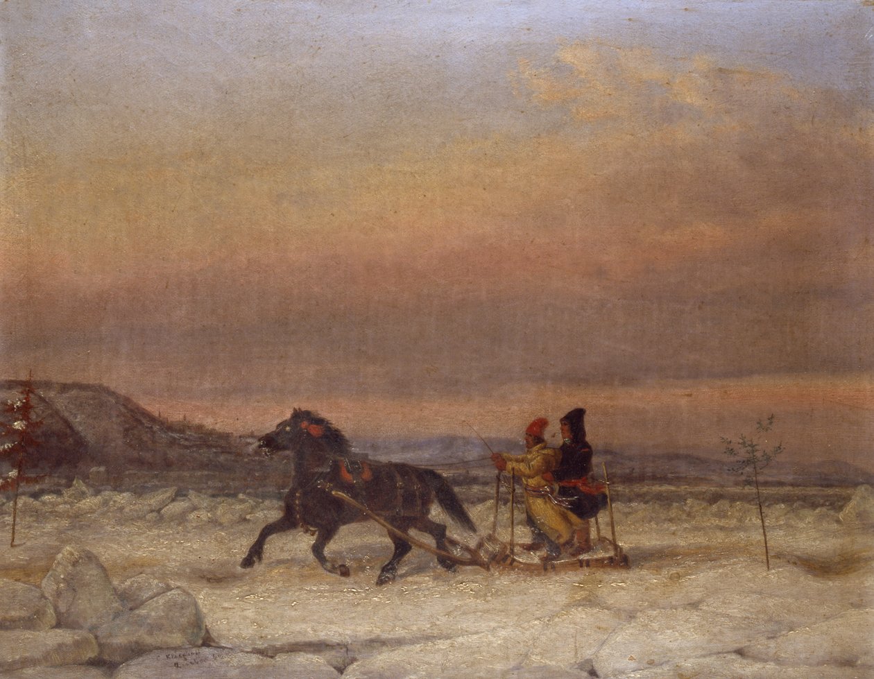 Släde i snön av Cornelius Krieghoff