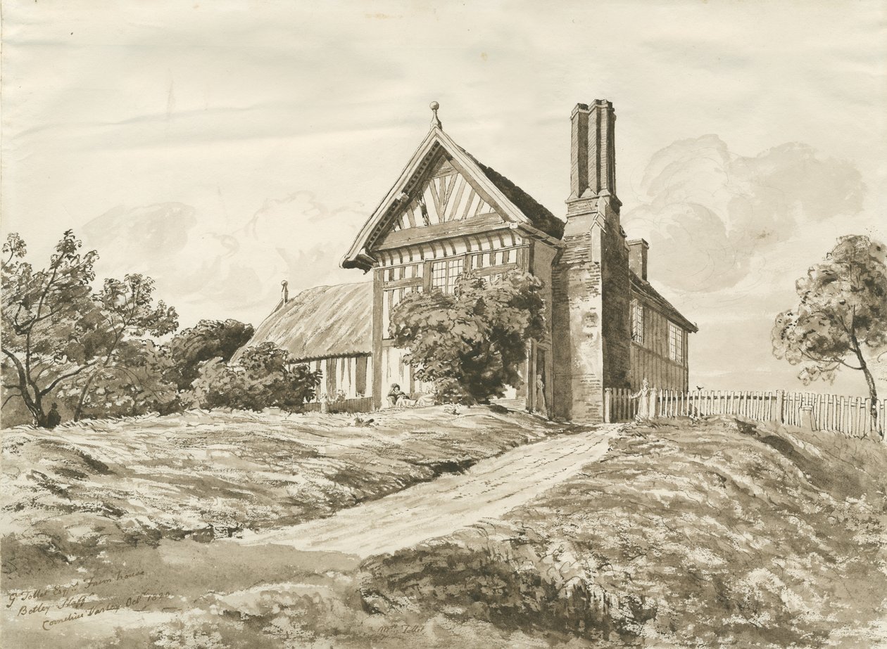 Betley - Farmhouse: penn- och sepiateckning, oktober 1820 (ritning) av Cornelius Varley
