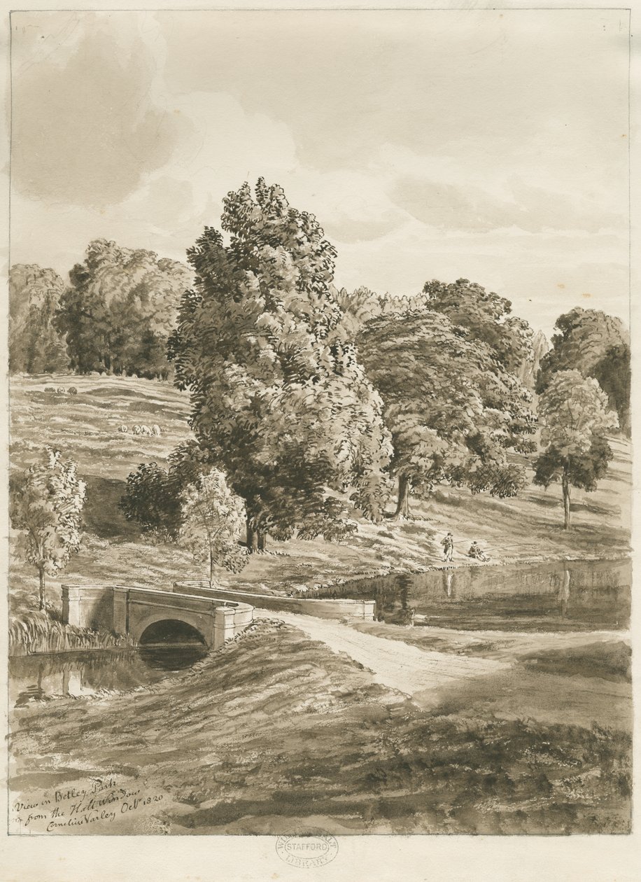 Betley Park: sepiatvättteckning, oktober 1820 (ritning) av Cornelius Varley