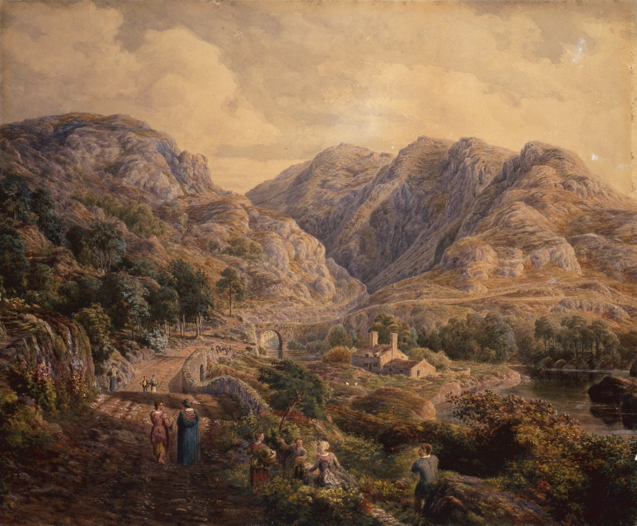 Pass av Pont Aber Glaslyn, norra Wales av Cornelius Varley