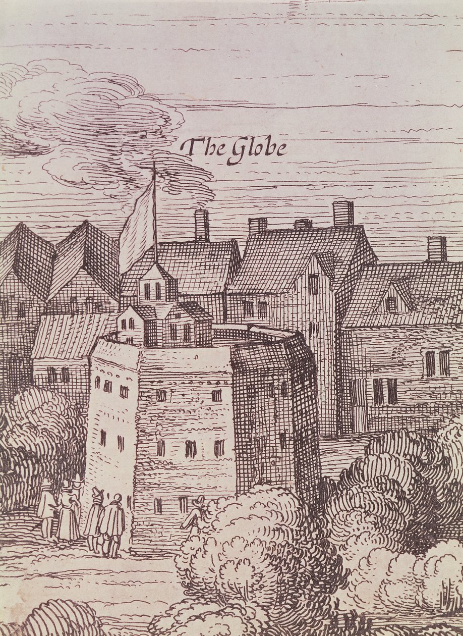 Globeteatern, detalj från en gravyr av Cornelius de Visscher