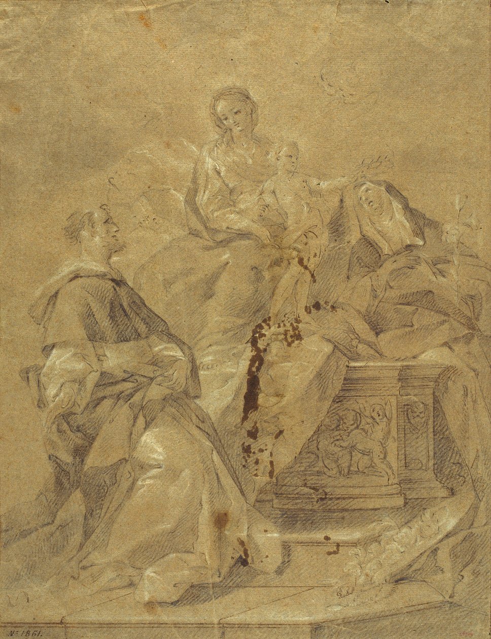 Virgin and Child, Saint Catherine of Siena och Saint Dominic av Corrado Giaquinto