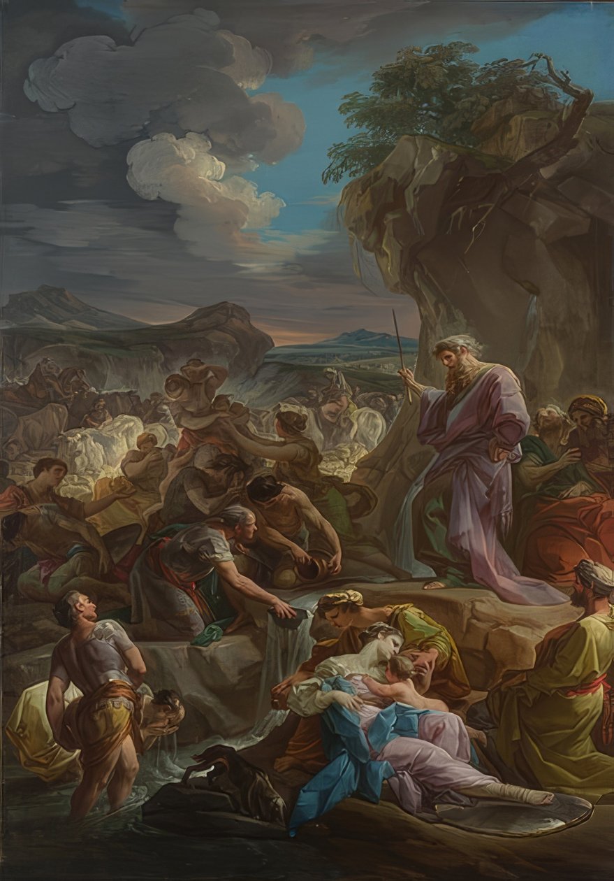 Moses slår ut vatten ur klippan. 1743-44 av Corrado Giaquinto