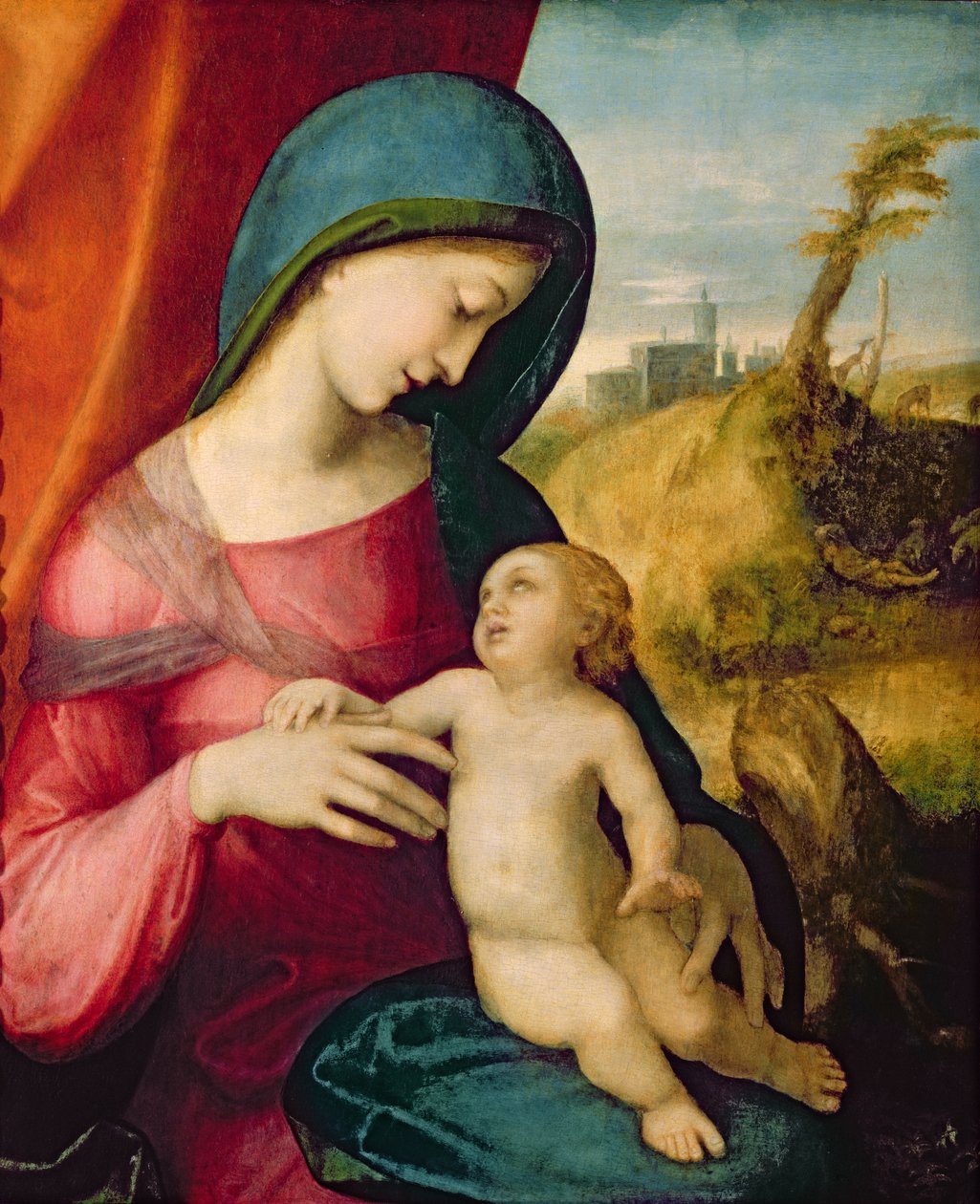 Madonna med barn, 1512-14 av Antonio da Correggio