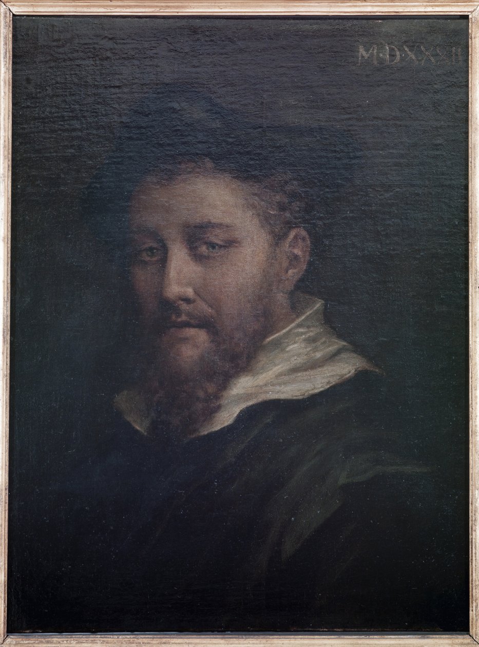 Porträtt antas vara av konstnären, 1532 av Antonio da Correggio