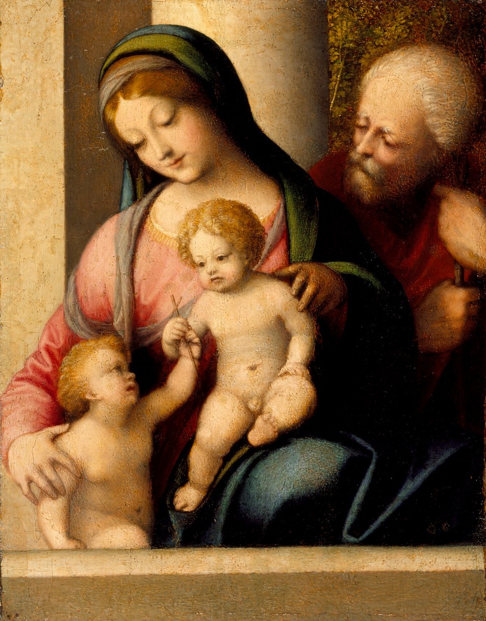 Den heliga familjen med spädbarnet Johannes döparen, c.1515 av Antonio da Correggio