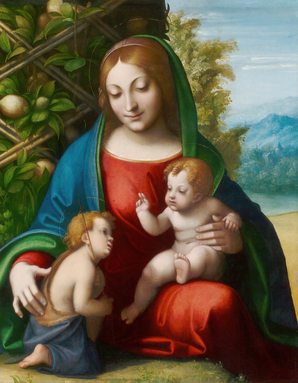 Jungfru och barn med den unge Johannes döparen, ca. 1515. av Correggio