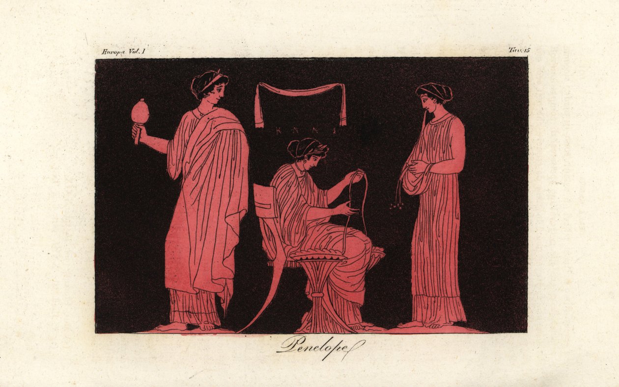 En skildring av Penelope, Odysseus hustru, med hennes skötare av Corsi Corsi