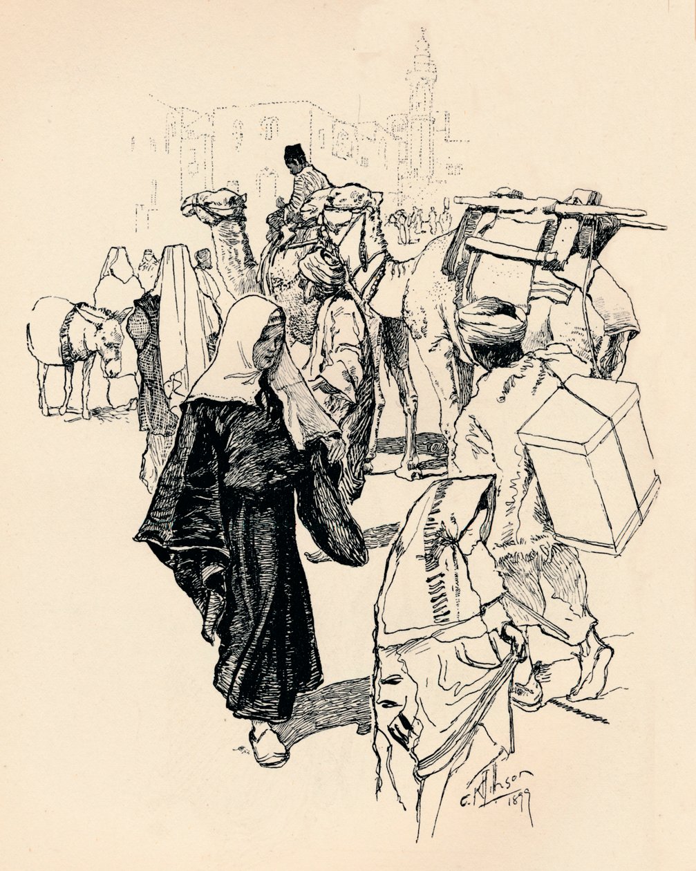 Scen i Betlehem, 1899 av Corwin Knapp Linson
