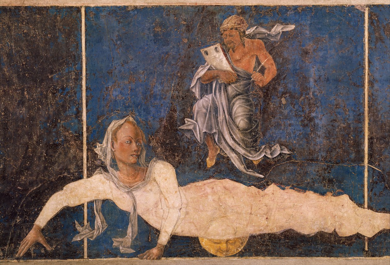 Jungfrun med dekanus, scen från augusti månad, ca 1470, tillskriven Cosimo Tura av Cosimo (attr. to) Tura