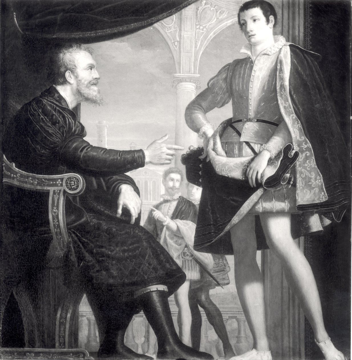Michelangelo (1475-1564) och Francesco I (1541-87) de Medici av Cosimo Gamberucci or Gambaruccio