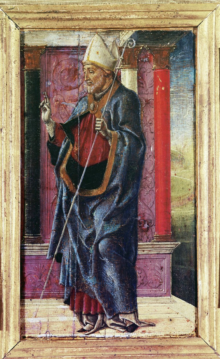 Saint Maurelio, ca 1480 (olja ombord) av Cosimo Tura