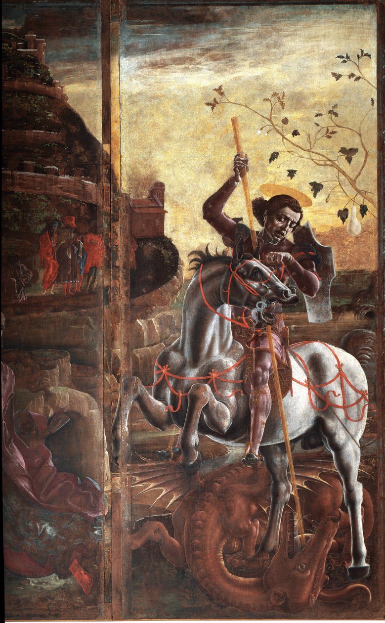 St George och draken. Detalj - olja på duk av Cosimo Tura