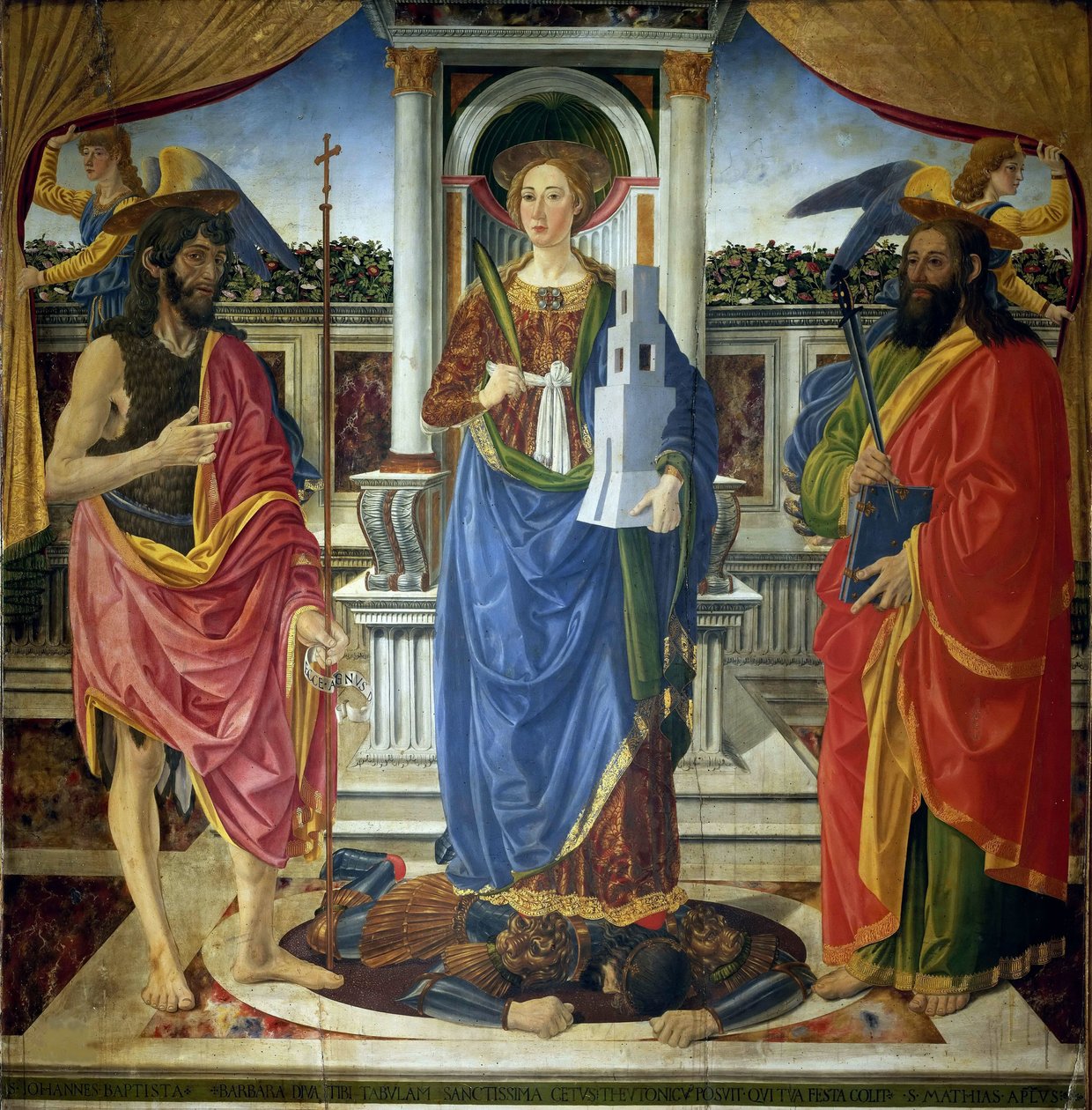 Den heliga Barbara med de heliga Johannes Döparen och Matteus, ca 1470. av Cosimo di Lorenzo Rosselli