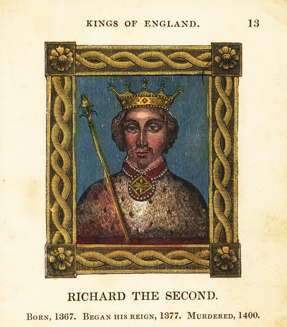Porträtt av kung Richard den andra, kung Richard II av England, född 1367, började regera 1377 och mördade 1400 av Cosmo Armstrong
