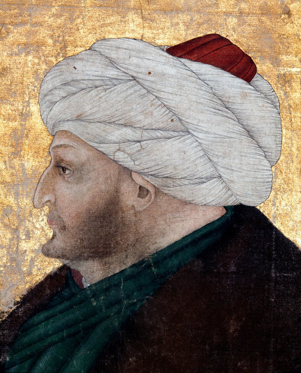 Porträtt av den osmanske sultanen Mehmet II (Mehmed II erövraren eller Muhammad II Fatih) (1430-1481) Målning av miniatyristen Costanzo da Ferrara (cirka 1450 omkring 1524). Detalj. Topkapi Sarayi Museum Library Istanbul av Costanzo da Ferrara