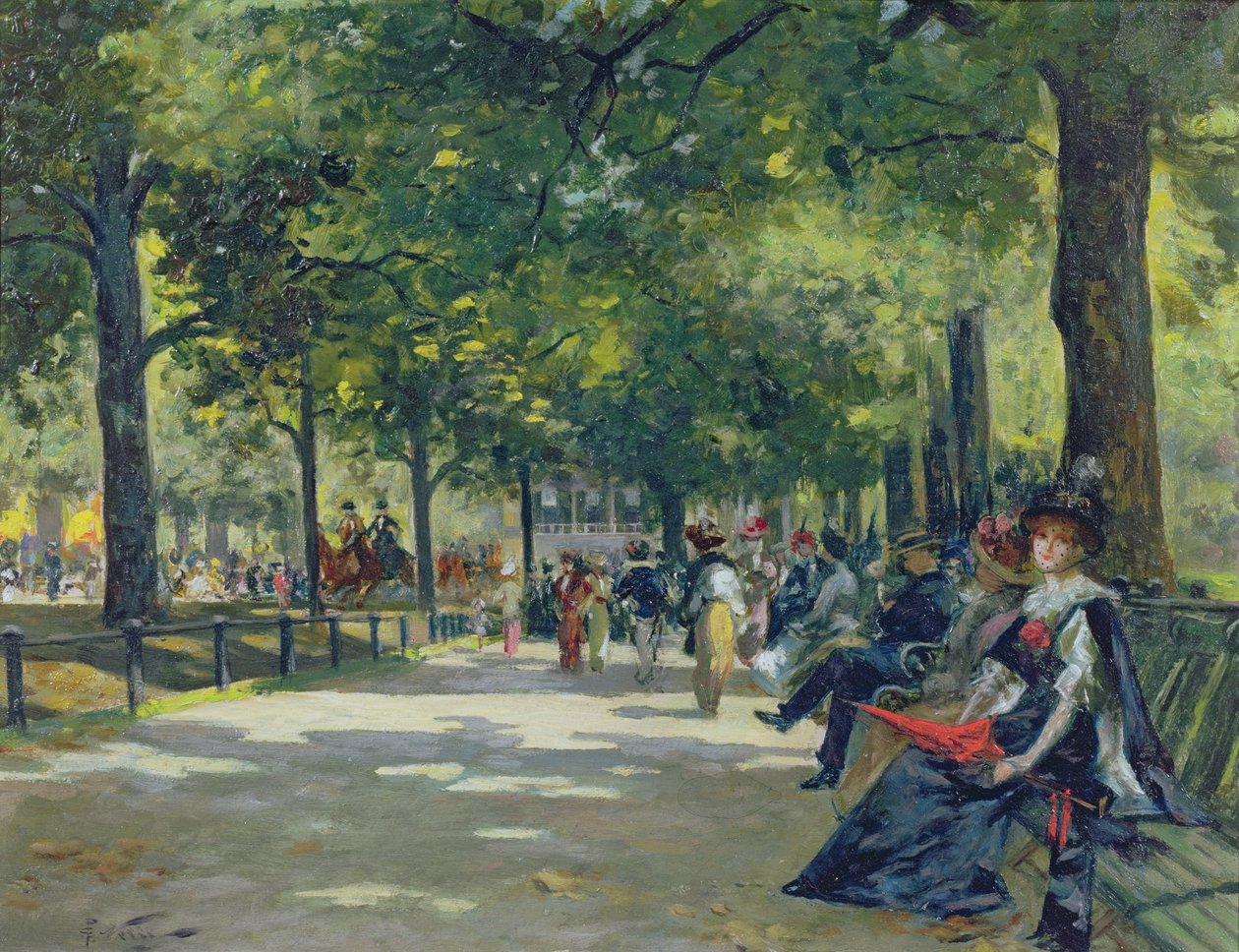 Hyde Park, London (olja på duk) av Count Girolamo Pieri Nerli