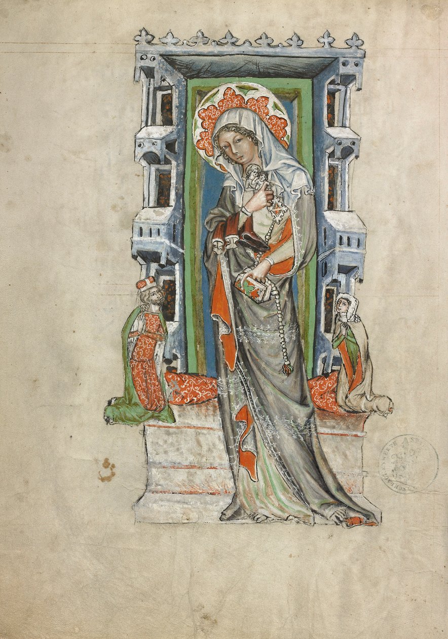 Den helige Hedwig av Schlesien med hertig Ludwig I av Liegnitz och Brieg och hertiginnan Agnes av Court workshop of Duke Ludwig I of Liegnitz and Brieg