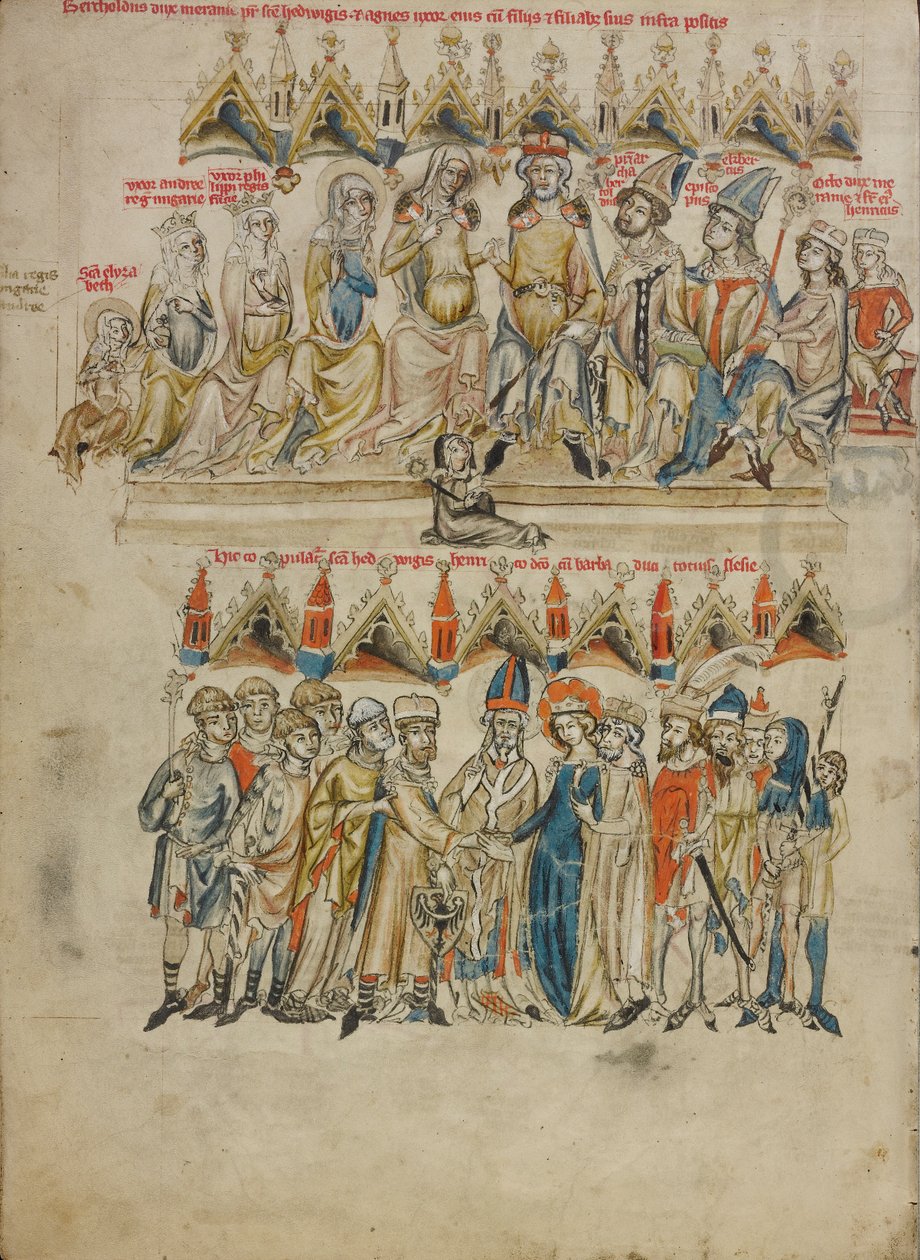 Familjen till Berthold VI; Sankt Hedwigs och Heinrichs bröllop av Court workshop of Duke Ludwig I of Liegnitz and Brieg