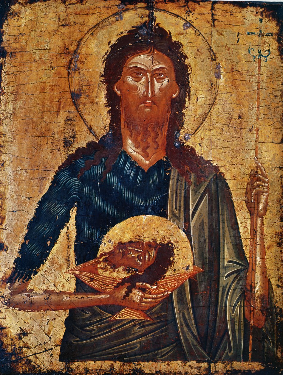 Ikon för St. Johannes föregångaren (tempera på panelen) av Cretan School