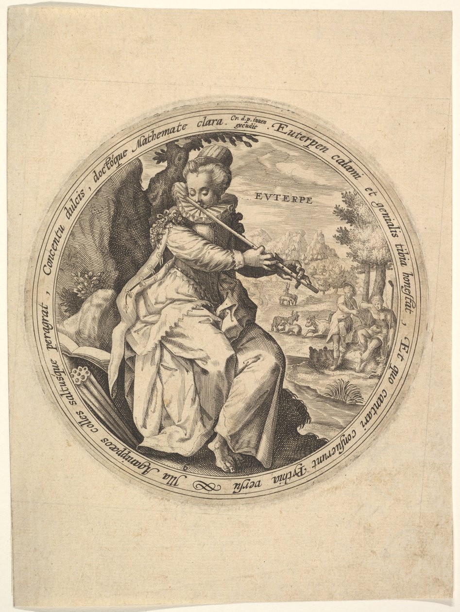 Euterpe, från Muserna. av Crispijn de Passe I