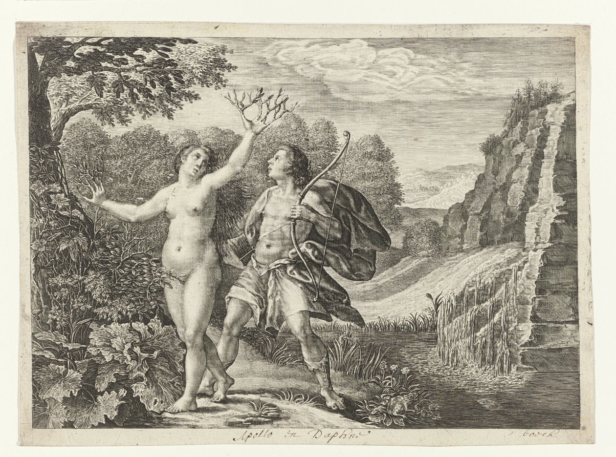 Apollo jagar Daphne Metamorphoses of Ovid (serietitel) av Crispijn van de Passe (I)
