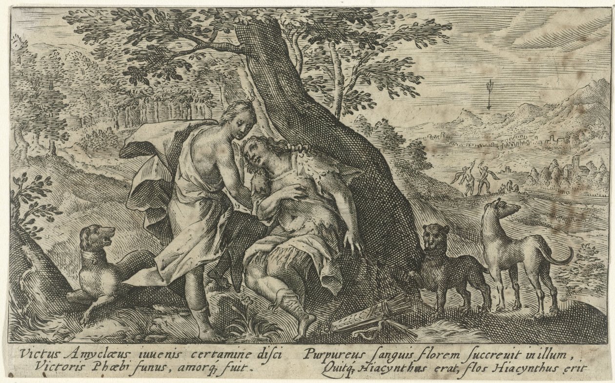 Apollo och Hyacinthus Metamorfosen van Ovidius (serietitel) av Crispijn van de Passe (I)