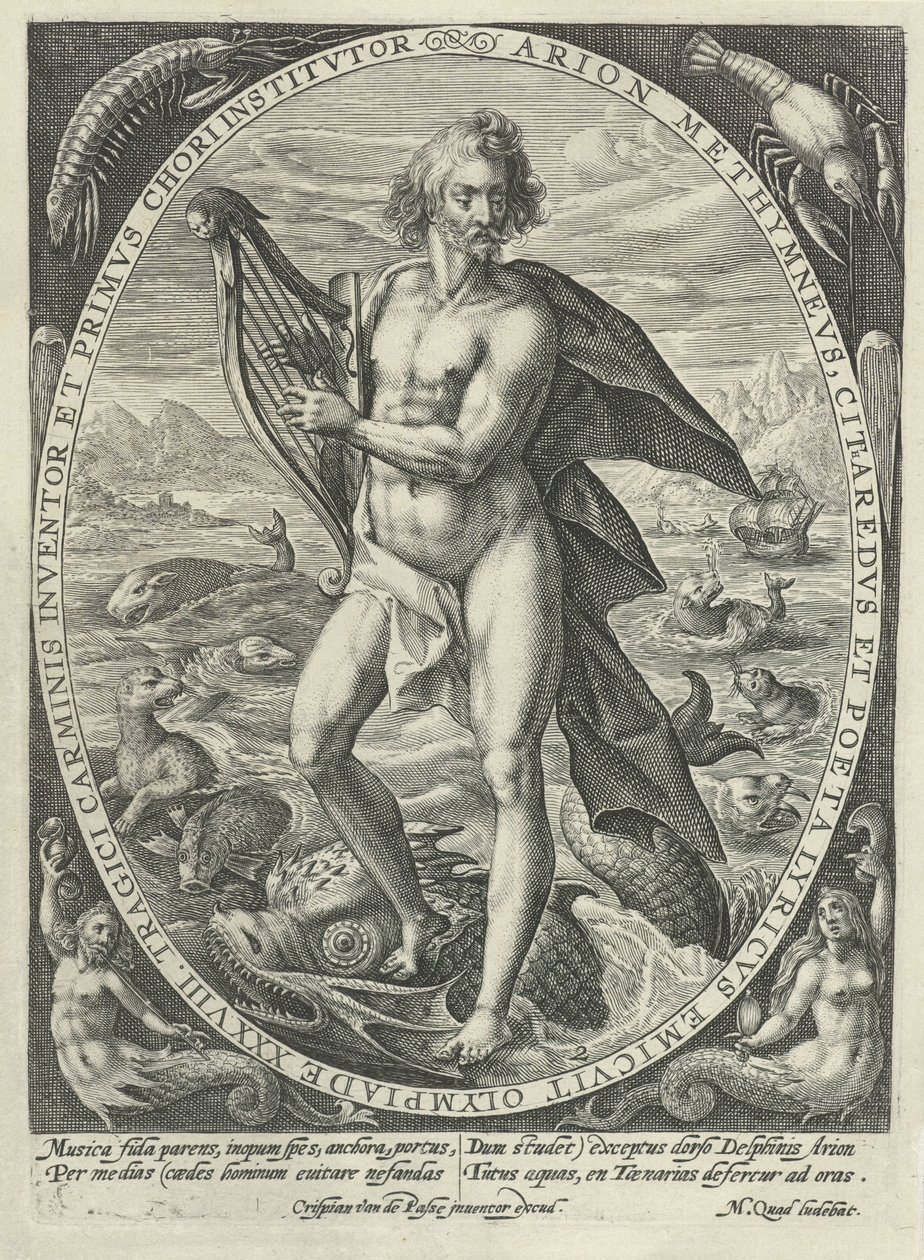 Arion: elementet vatten De fyra elementen (serietitel) 4. Principes Musicæ (serietitel) av Crispijn van de Passe (I)