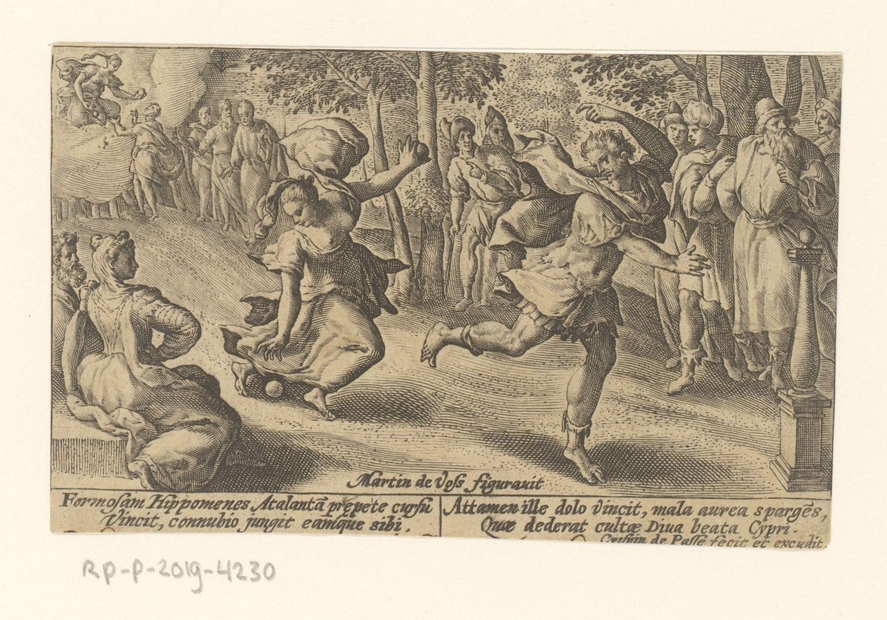 Atalanta en Hippomenes Metamorfosen van Ovidius (serietitel) Metamorphose (serietitel) av Crispijn van de Passe (I)