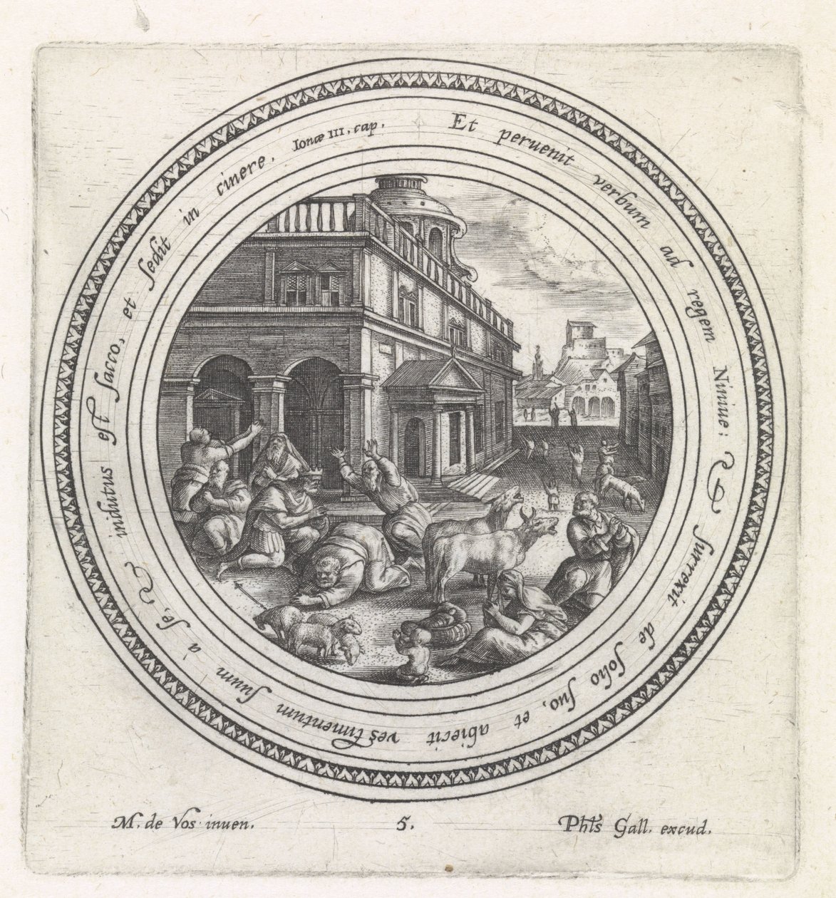Kungen av Nineve gör bot History of Jonah (serietitel) av Crispijn van de Passe (I)