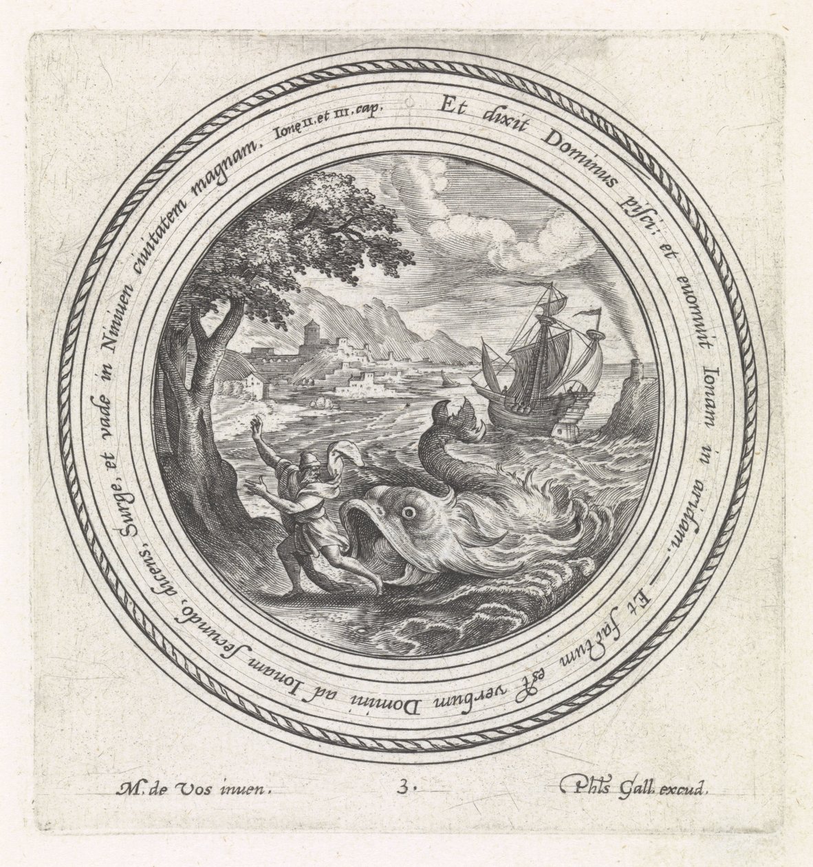 Fisken spyr ut Jona på landet History of Jonah (serietitel) av Crispijn van de Passe (I)