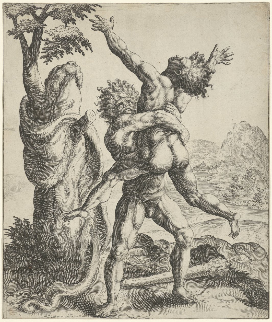 Hercules brottas med Antaeus av Crispijn van de Passe (I)