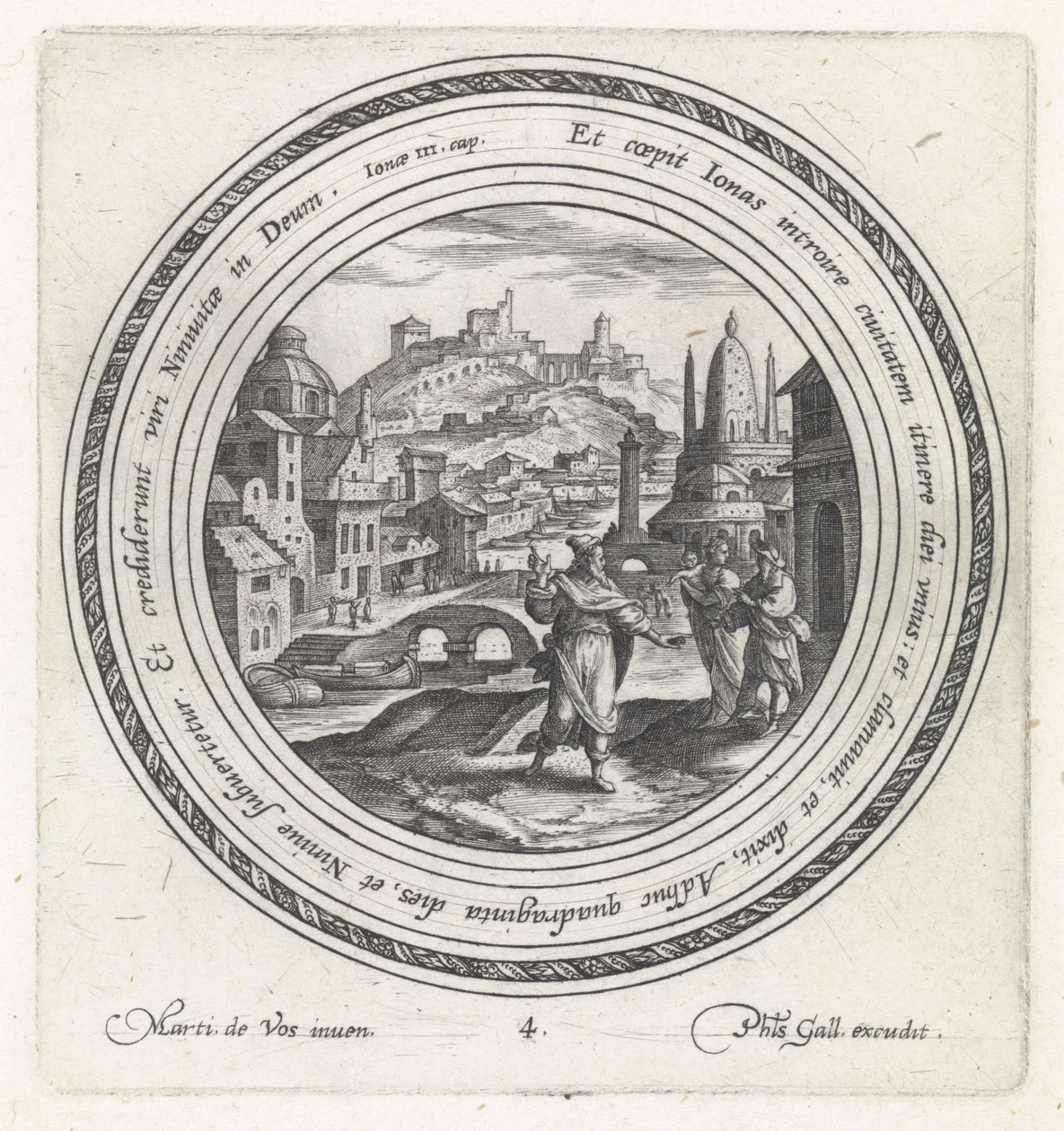 Jona predikar i Nineve History of Jonah (serietitel) av Crispijn van de Passe (I)