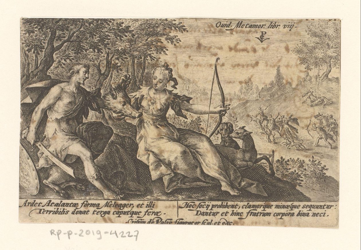 Meleager i Atalanta Metamorfosen van Ovidius (serietitel) Metamorphose (serietitel) av Crispijn van de Passe (I)