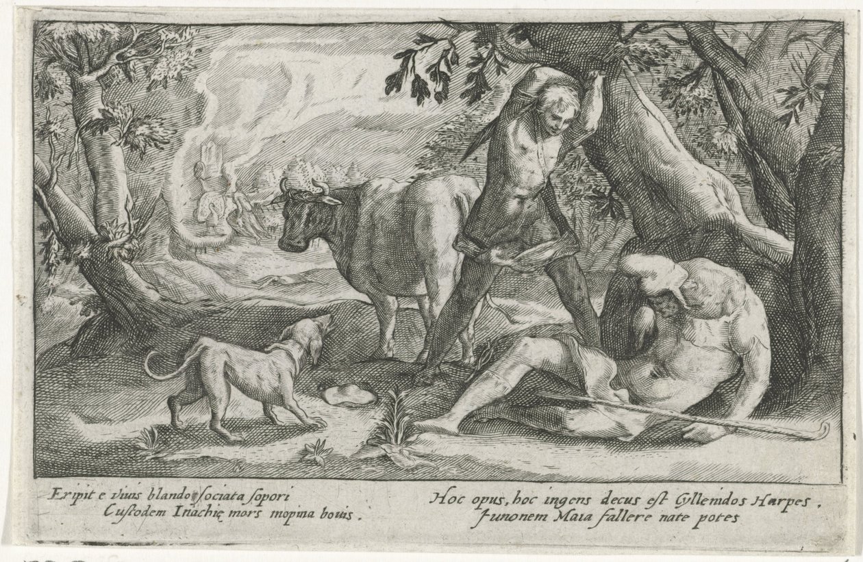 Merkurius dödar Argus Ovidius metamorfoser (serietitel) av Crispijn van de Passe (I)