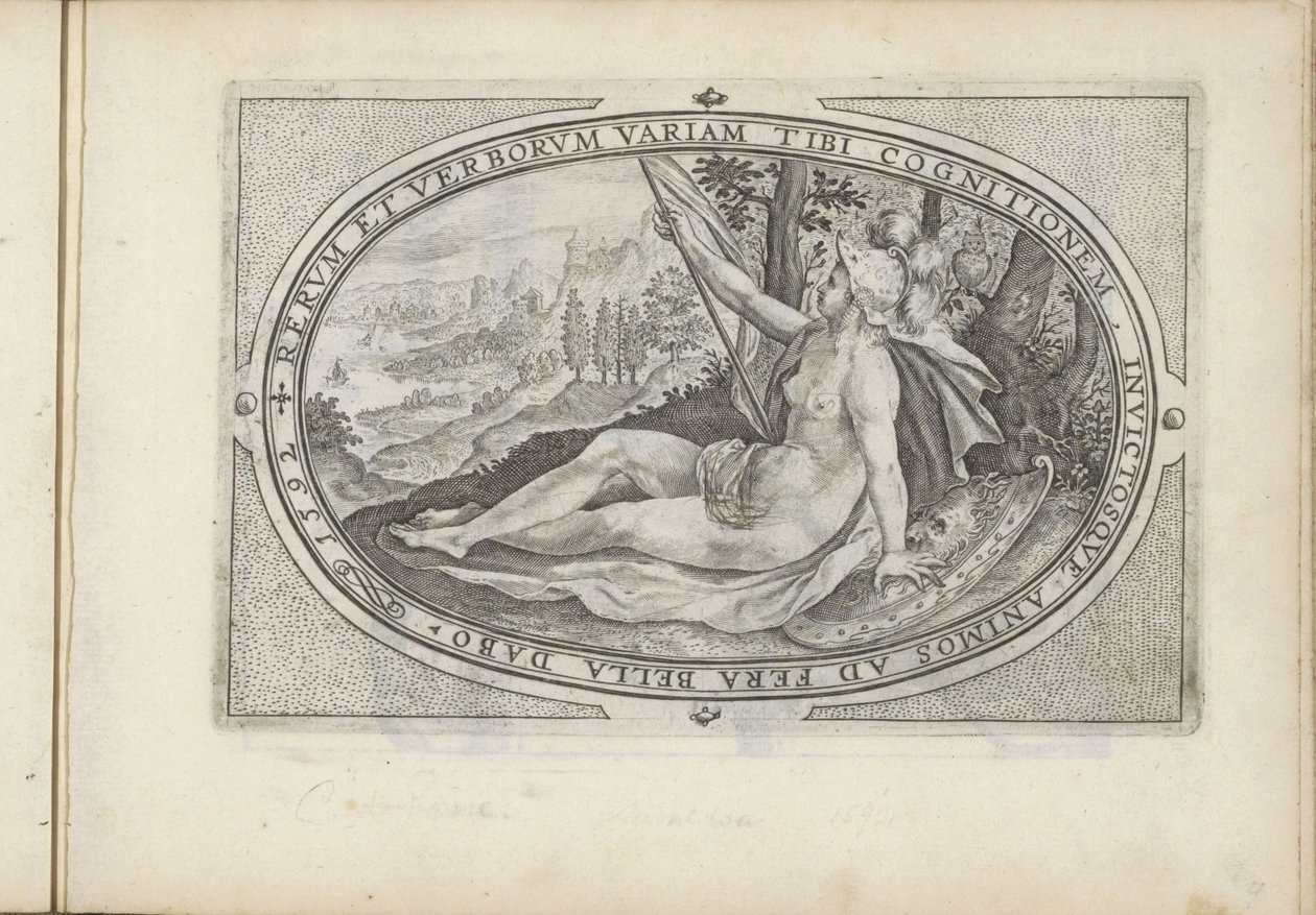 Minerva Gudar och gudinnor involverade i domen i Paris (serietitel) av Crispijn van de Passe (I)