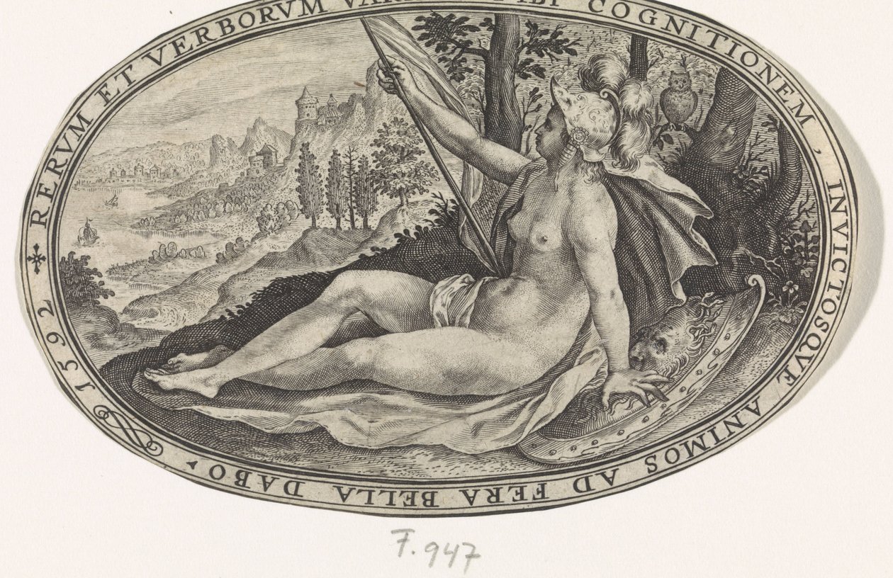 Minerva Gudar och gudinnor involverade i domen i Paris (serietitel) av Crispijn van de Passe (I)