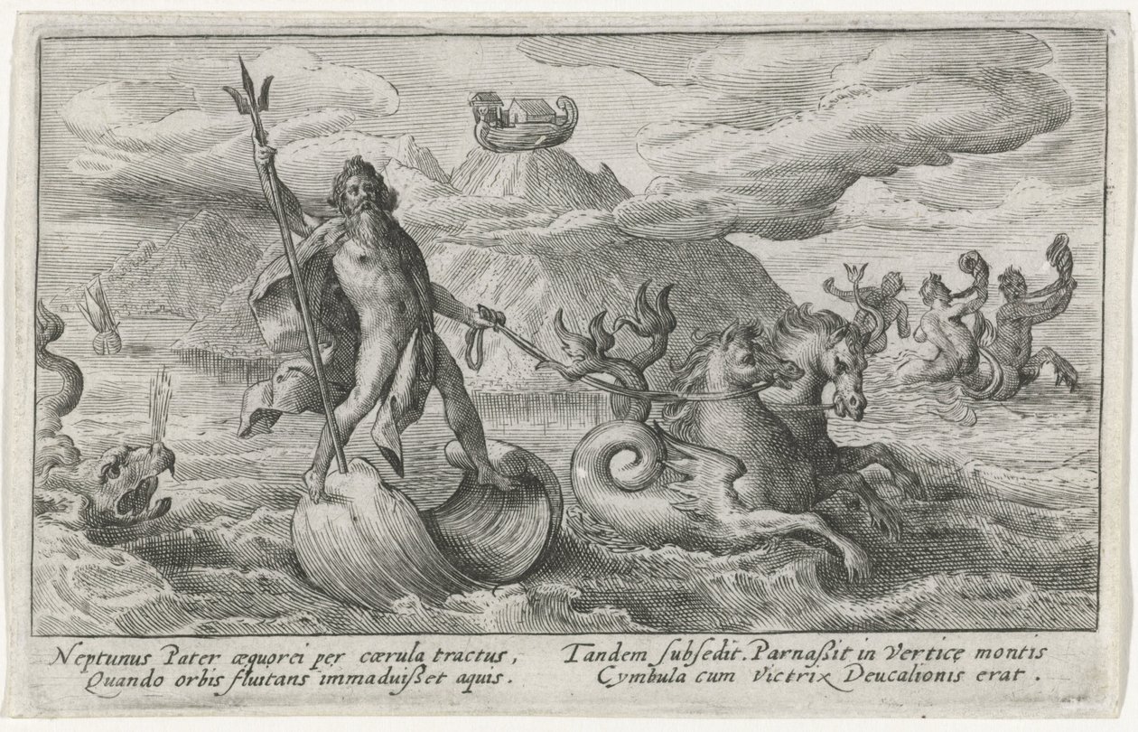 Neptunus lugnar vågorna Ovidius metamorfoser (serietitel) av Crispijn van de Passe (I)