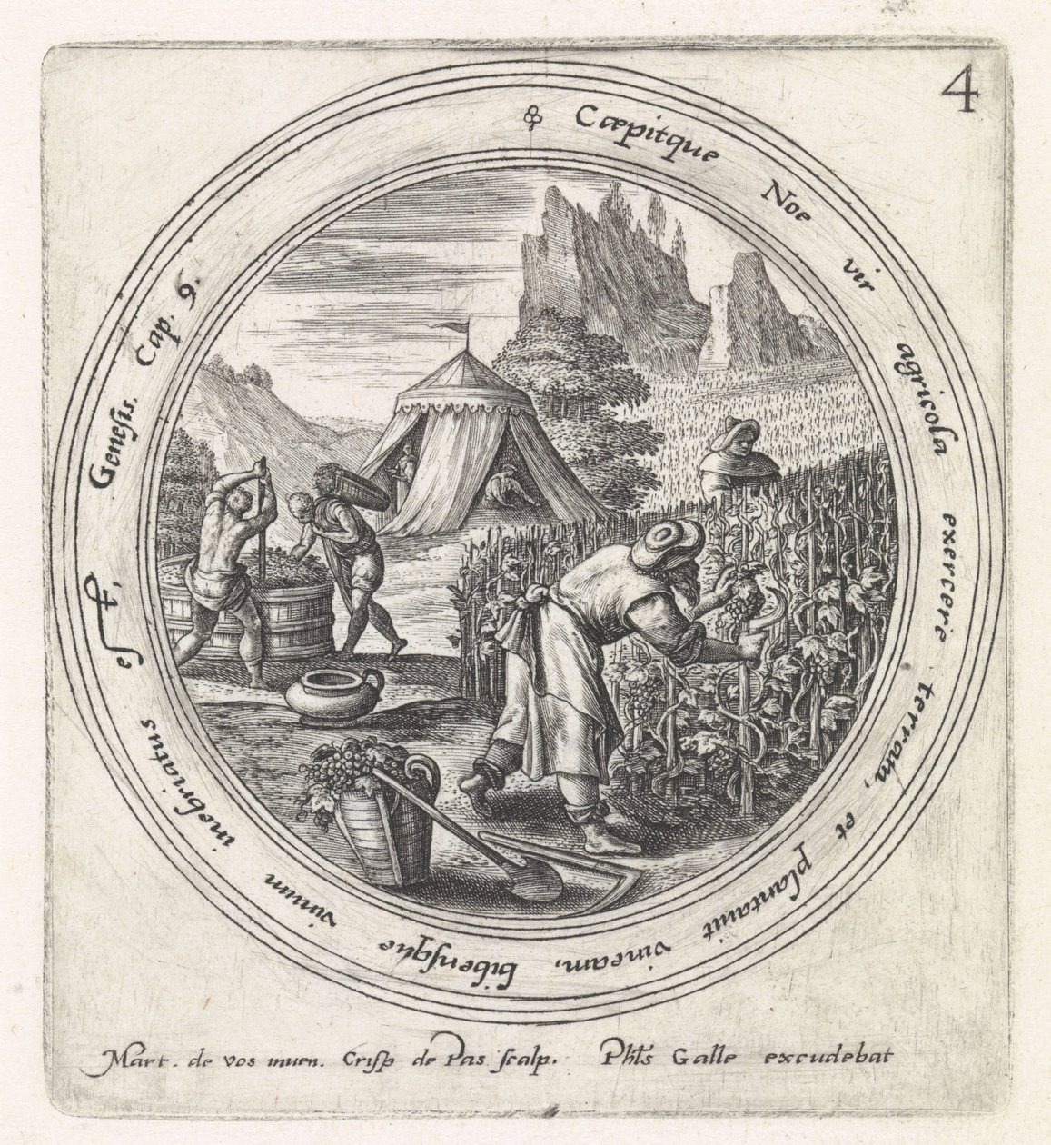 Noah planterar en vingård History of Noah (serietitel) av Crispijn van de Passe (I)