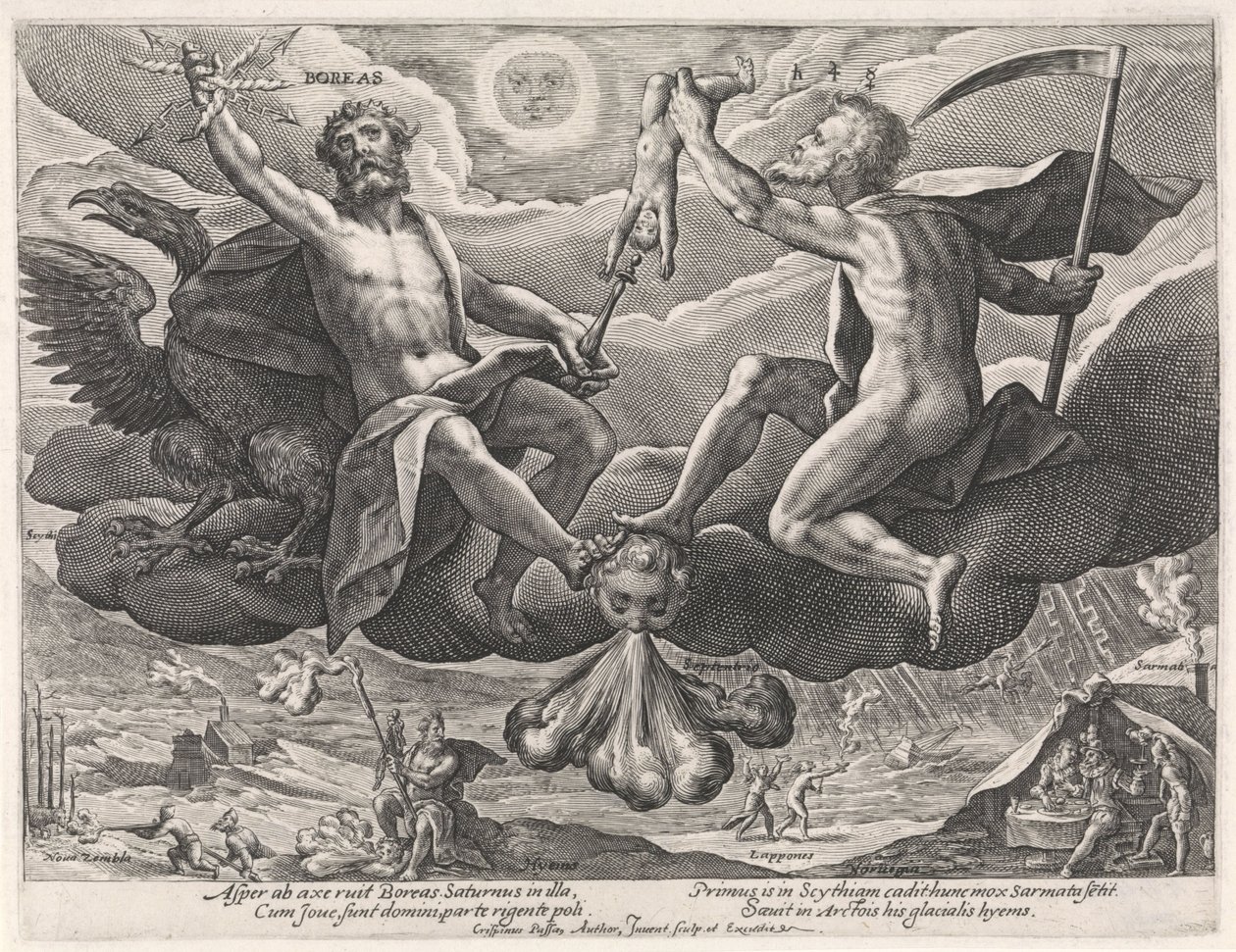 nordanvind Boreas (titel på objekt) De fyra vindarna (serietitel) av Crispijn van de Passe (I)