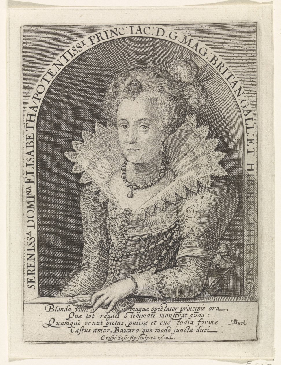 Porträtt av Elisabeth Stuart, drottning av Böhmen av Crispijn van de Passe (I)